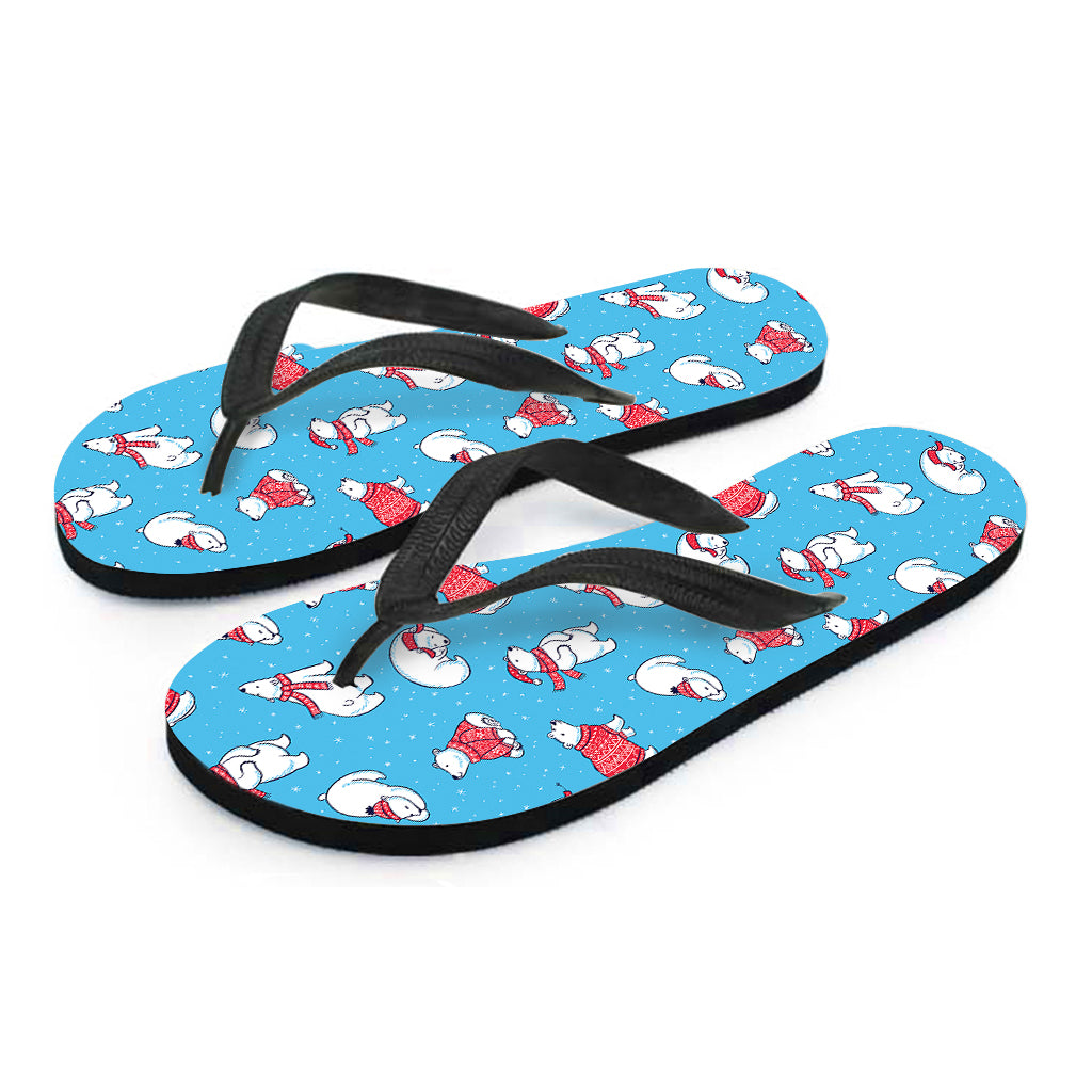 Xmas Polar Bear Pattern Print Flip Flops