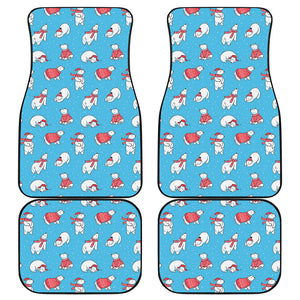 Xmas Polar Bear Pattern Print Front and Back Car Floor Mats