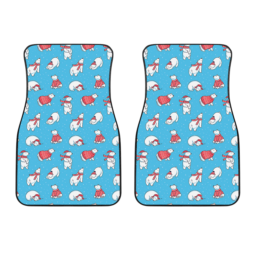 Xmas Polar Bear Pattern Print Front Car Floor Mats