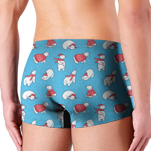 Xmas Polar Bear Pattern Print Men's Boxer Briefs