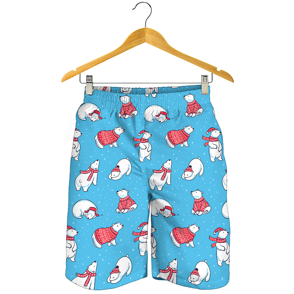 Xmas Polar Bear Pattern Print Men's Shorts