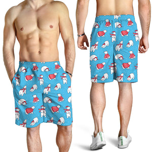 Xmas Polar Bear Pattern Print Men's Shorts