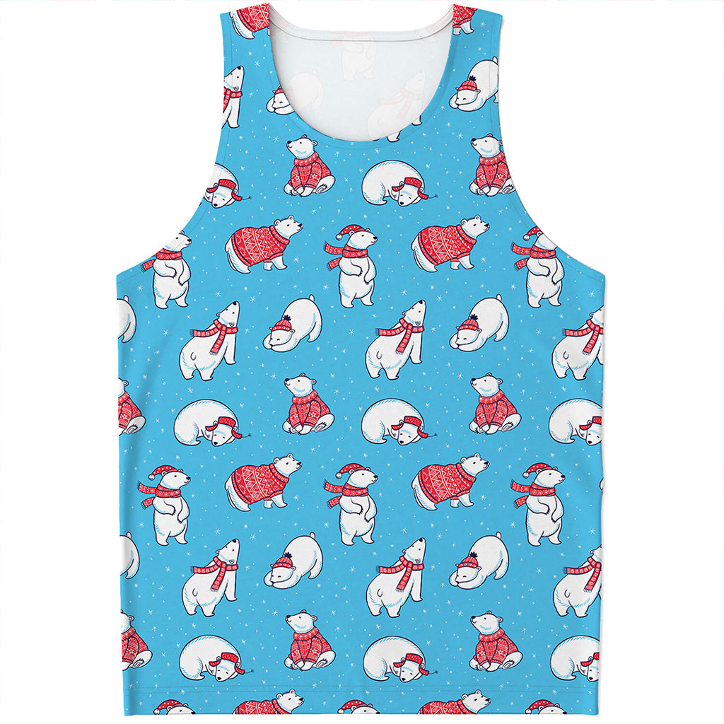 Xmas Polar Bear Pattern Print Men's Tank Top