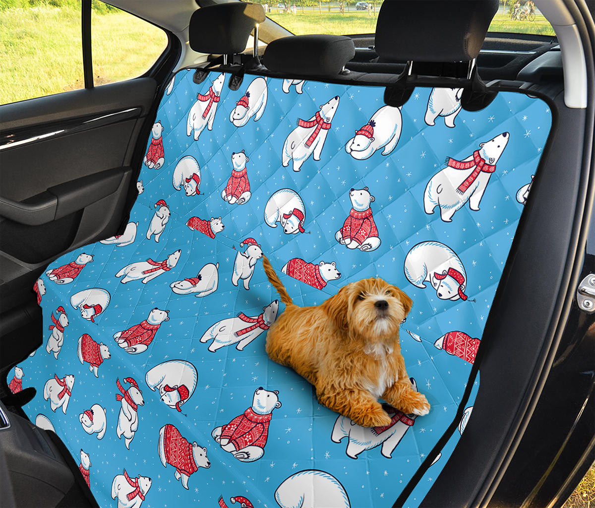 Xmas Polar Bear Pattern Print Pet Car Back Seat Cover