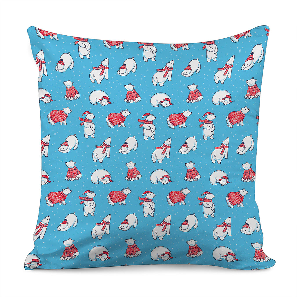 Xmas Polar Bear Pattern Print Pillow Cover