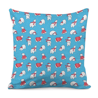 Xmas Polar Bear Pattern Print Pillow Cover
