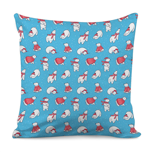 Xmas Polar Bear Pattern Print Pillow Cover