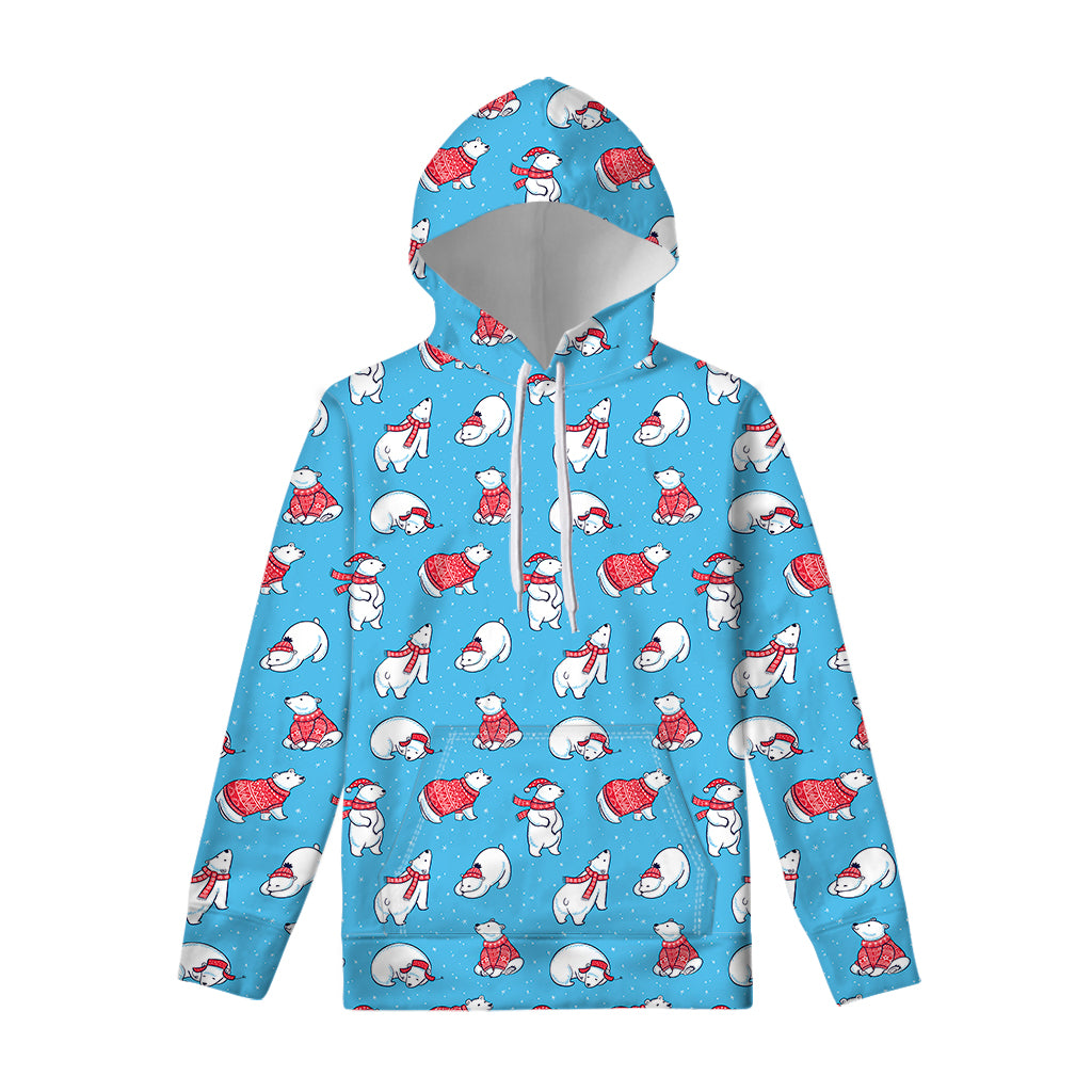 Xmas Polar Bear Pattern Print Pullover Hoodie