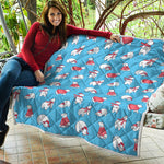 Xmas Polar Bear Pattern Print Quilt
