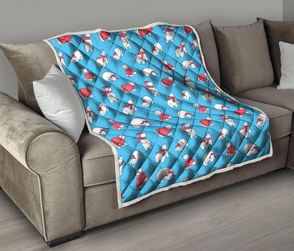 Xmas Polar Bear Pattern Print Quilt