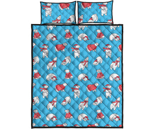 Xmas Polar Bear Pattern Print Quilt Bed Set