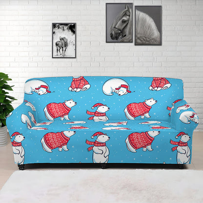 Xmas Polar Bear Pattern Print Sofa Cover