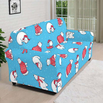 Xmas Polar Bear Pattern Print Sofa Cover