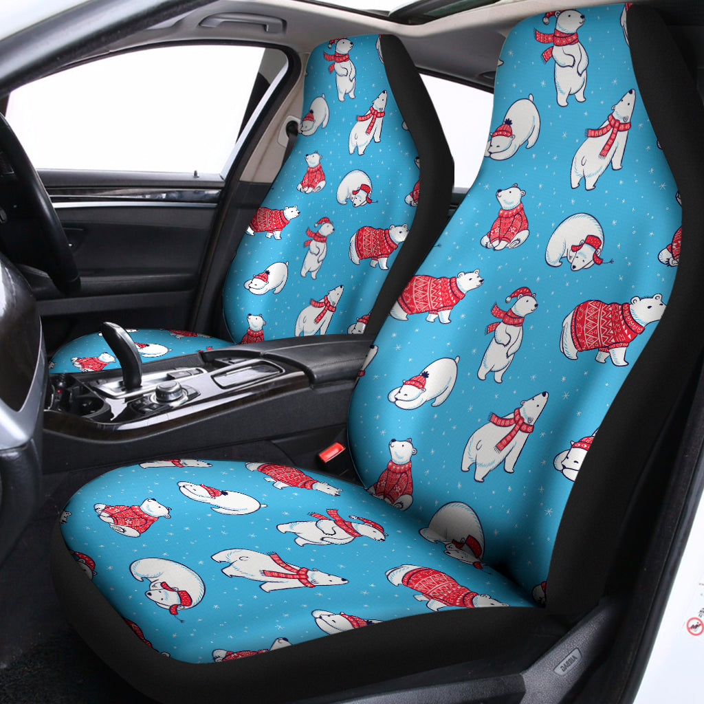 Xmas Polar Bear Pattern Print Universal Fit Car Seat Covers