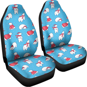 Xmas Polar Bear Pattern Print Universal Fit Car Seat Covers