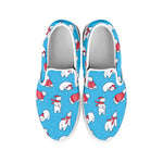 Xmas Polar Bear Pattern Print White Slip On Shoes