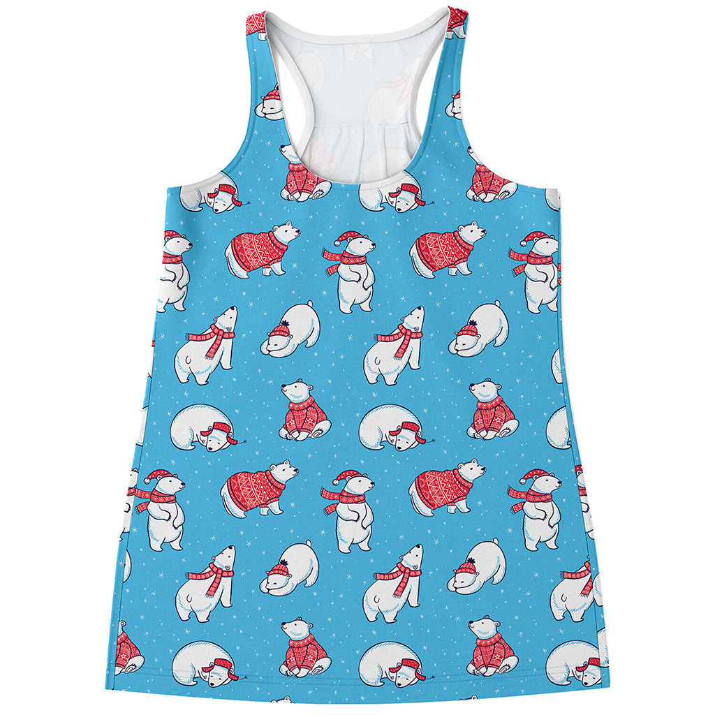 Xmas Polar Bear Pattern Print Women's Racerback Tank Top