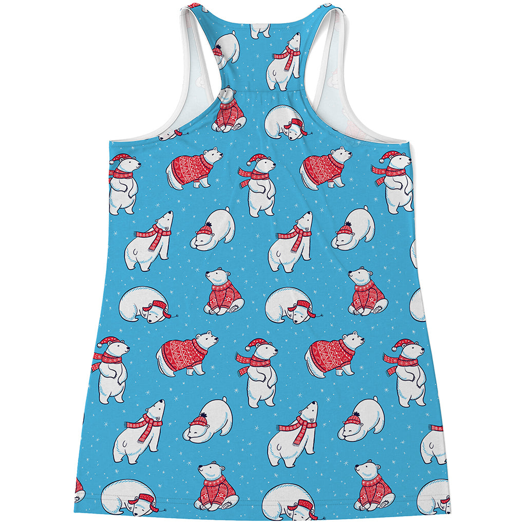 Xmas Polar Bear Pattern Print Women's Racerback Tank Top