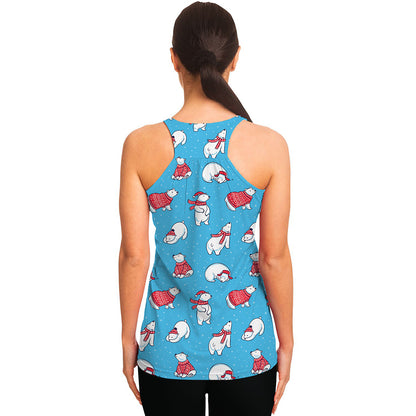 Xmas Polar Bear Pattern Print Women's Racerback Tank Top