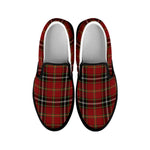 Xmas Scottish Tartan Pattern Print Black Slip On Shoes