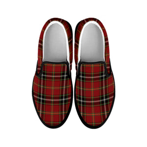 Xmas Scottish Tartan Pattern Print Black Slip On Shoes