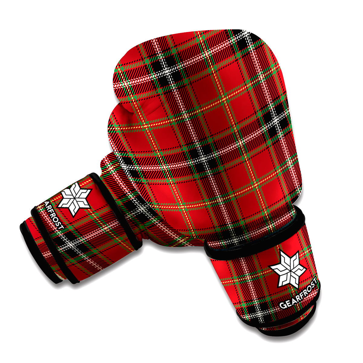 Xmas Scottish Tartan Pattern Print Boxing Gloves