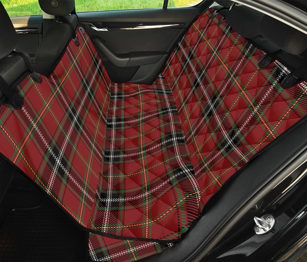 Xmas Scottish Tartan Pattern Print Pet Car Back Seat Cover