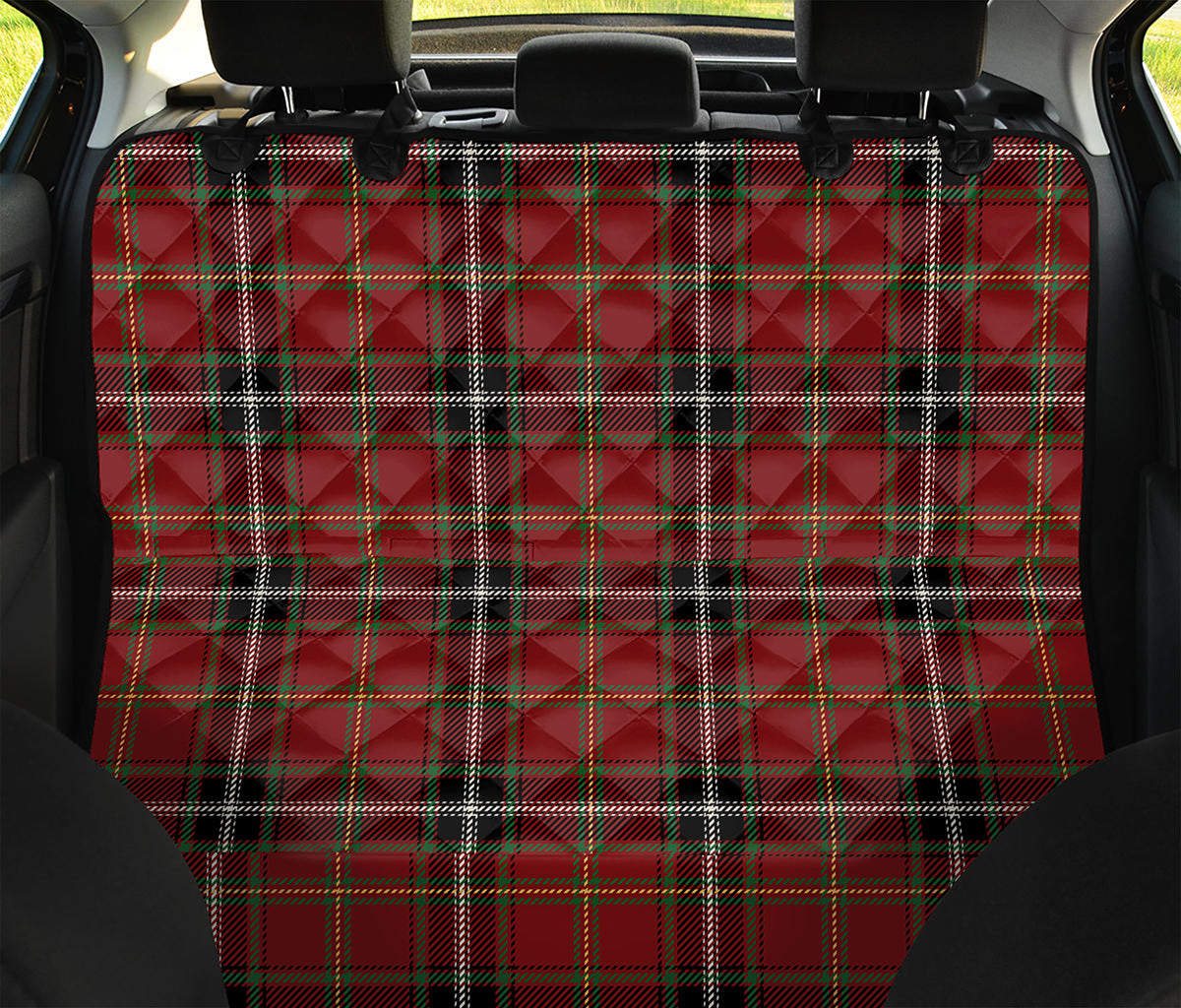 Xmas Scottish Tartan Pattern Print Pet Car Back Seat Cover