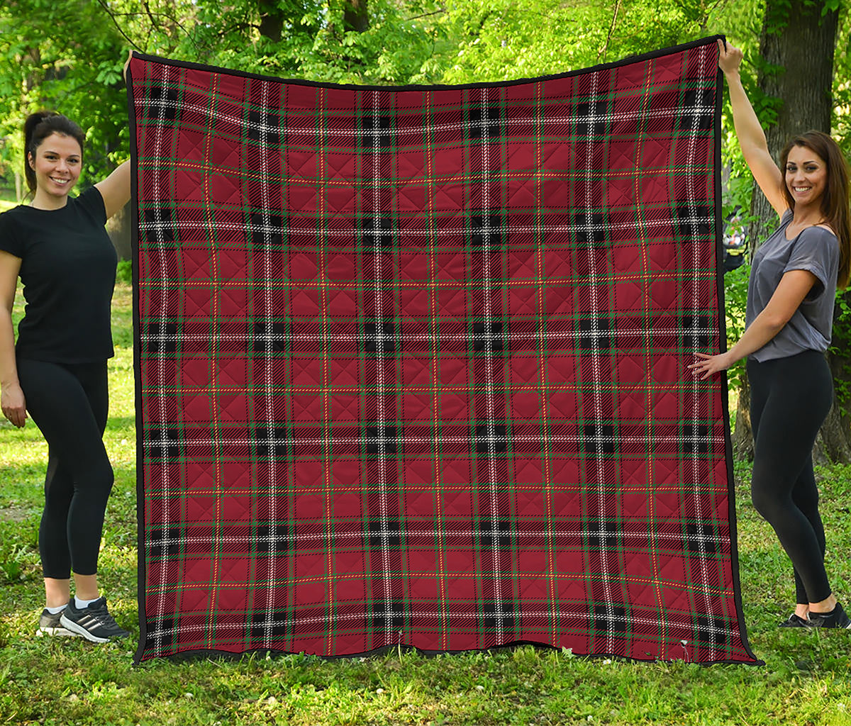 Xmas Scottish Tartan Pattern Print Quilt