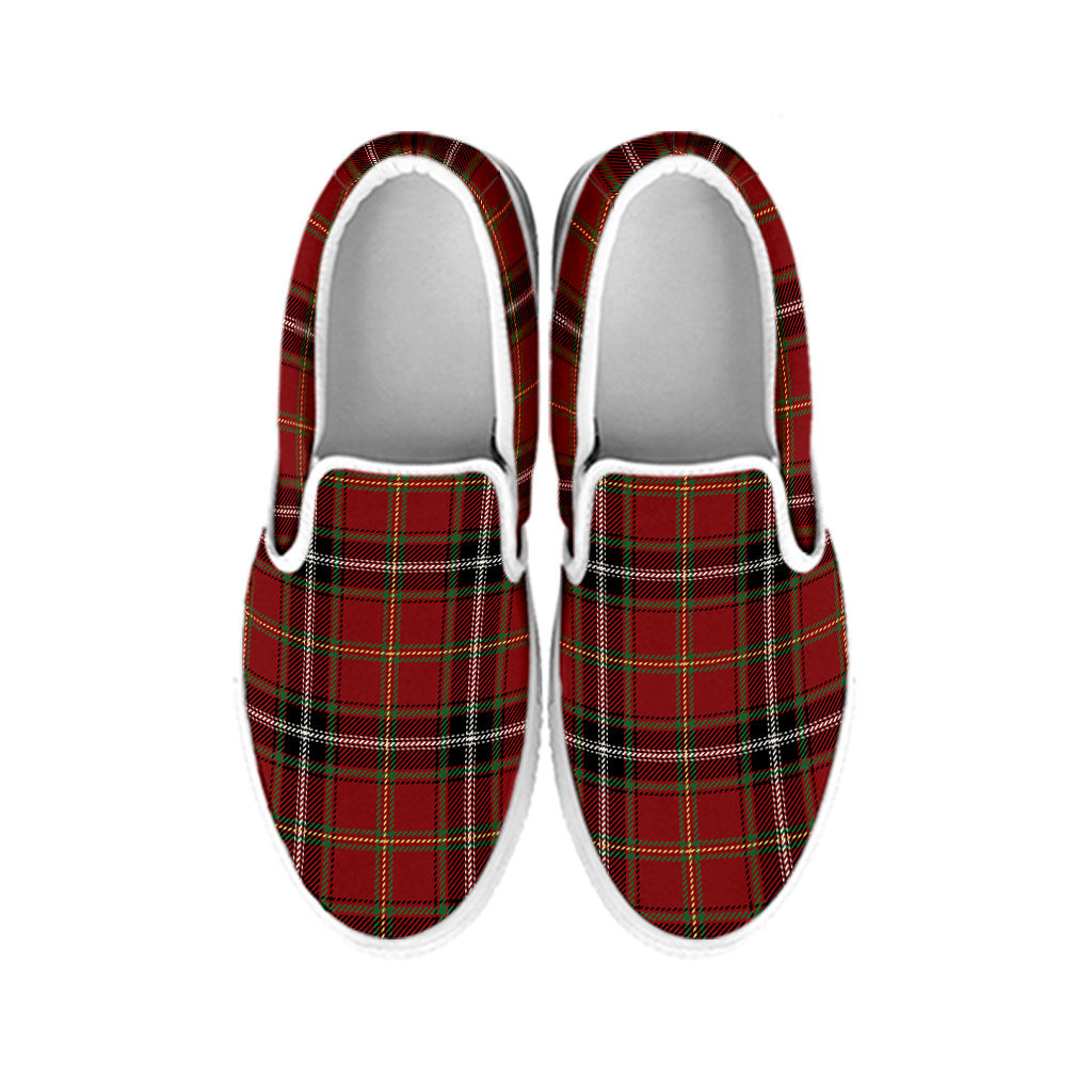 Xmas Scottish Tartan Pattern Print White Slip On Shoes