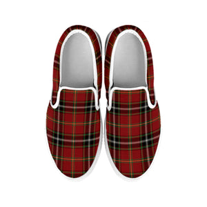 Xmas Scottish Tartan Pattern Print White Slip On Shoes