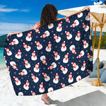 Xmas Snowman Pattern Print Beach Sarong Wrap