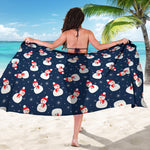 Xmas Snowman Pattern Print Beach Sarong Wrap