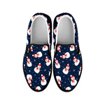 Xmas Snowman Pattern Print Black Slip On Shoes