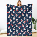 Xmas Snowman Pattern Print Blanket