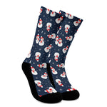 Xmas Snowman Pattern Print Crew Socks