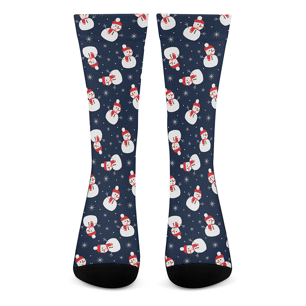 Xmas Snowman Pattern Print Crew Socks