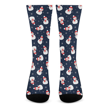 Xmas Snowman Pattern Print Crew Socks