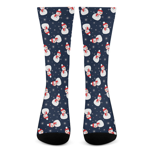 Xmas Snowman Pattern Print Crew Socks