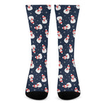 Xmas Snowman Pattern Print Crew Socks