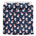 Xmas Snowman Pattern Print Duvet Cover Bedding Set