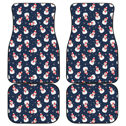 Xmas Snowman Pattern Print Front and Back Car Floor Mats