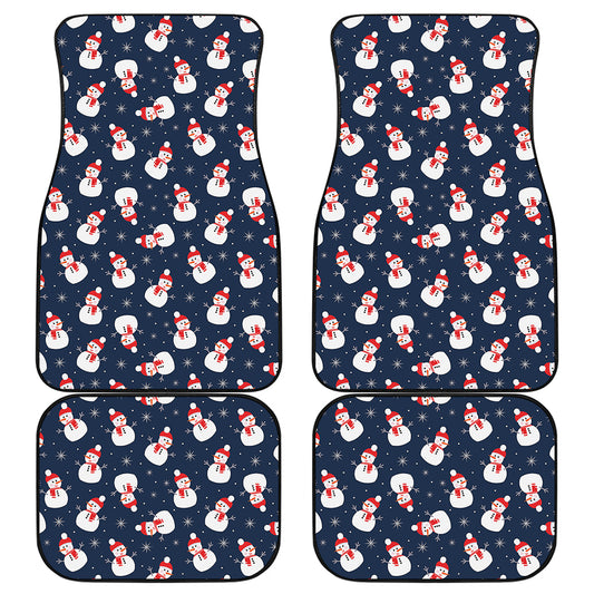 Xmas Snowman Pattern Print Front and Back Car Floor Mats