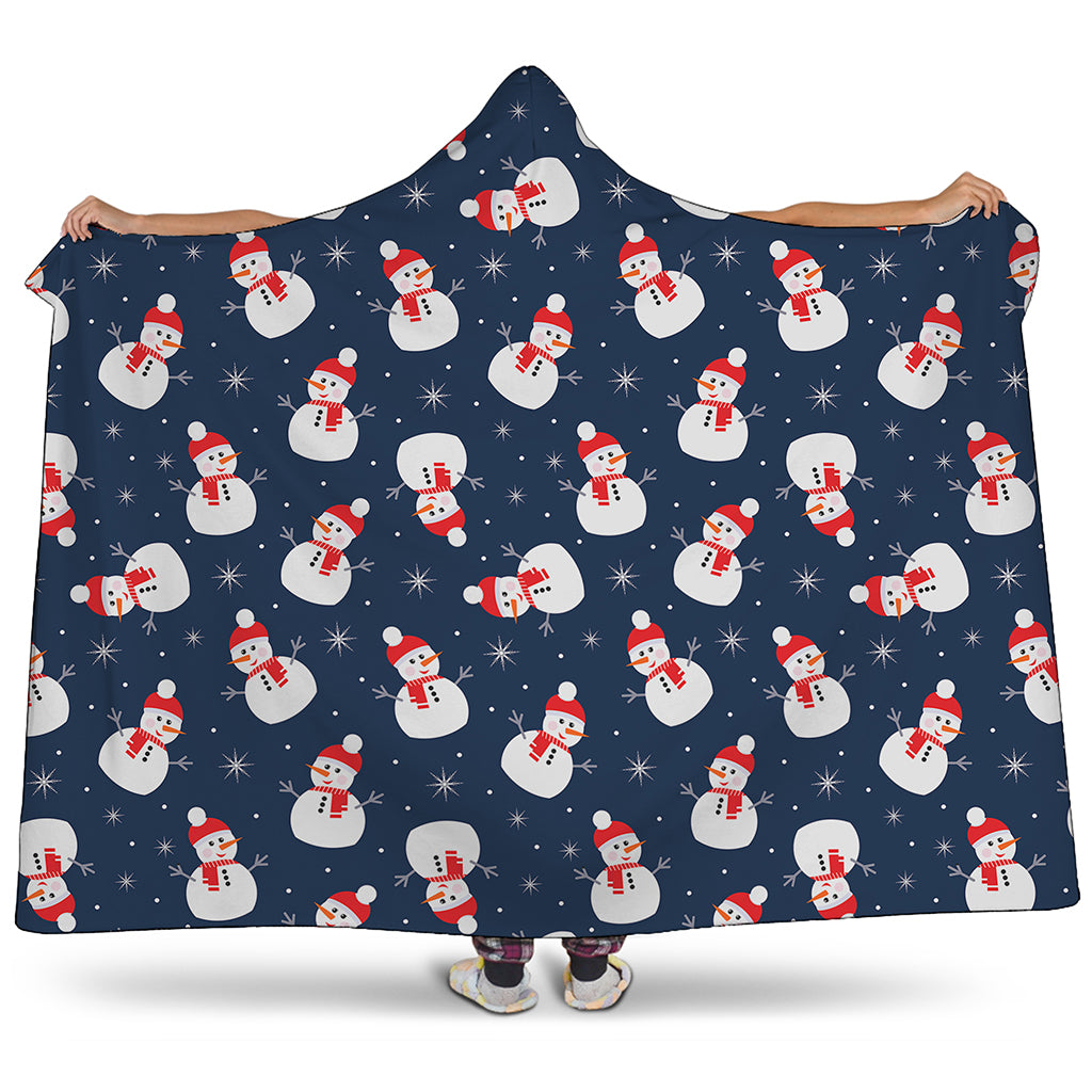 Xmas Snowman Pattern Print Hooded Blanket