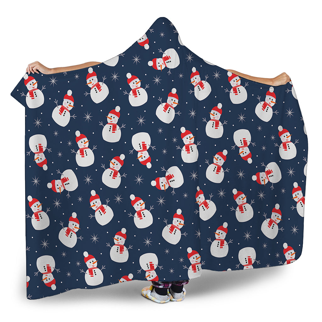 Xmas Snowman Pattern Print Hooded Blanket