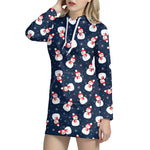 Xmas Snowman Pattern Print Hoodie Dress