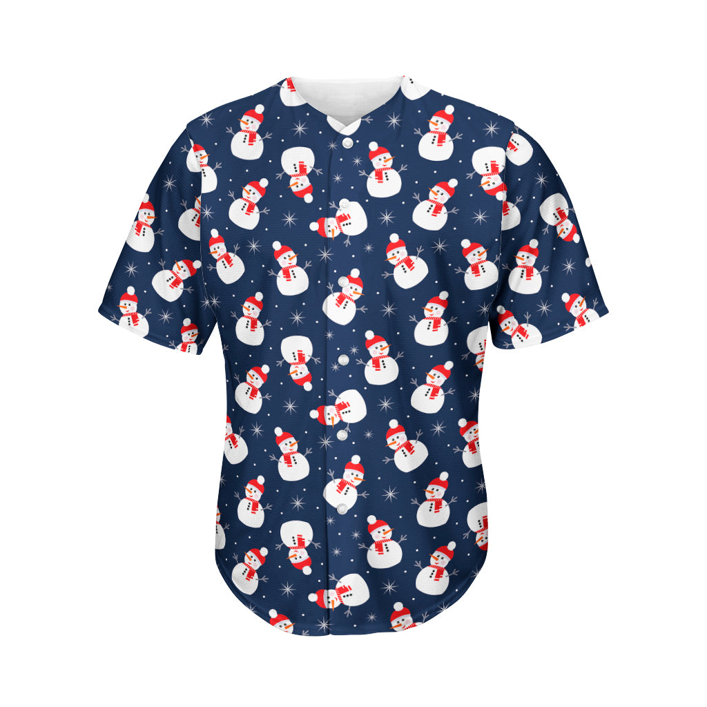 Xmas Snowman Pattern Print Men's Baseball Jersey