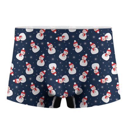Xmas Snowman Pattern Print Men's Boxer Briefs