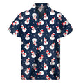 Xmas Snowman Pattern Print Men's Short Sleeve Shirt