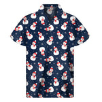 Xmas Snowman Pattern Print Men's Short Sleeve Shirt